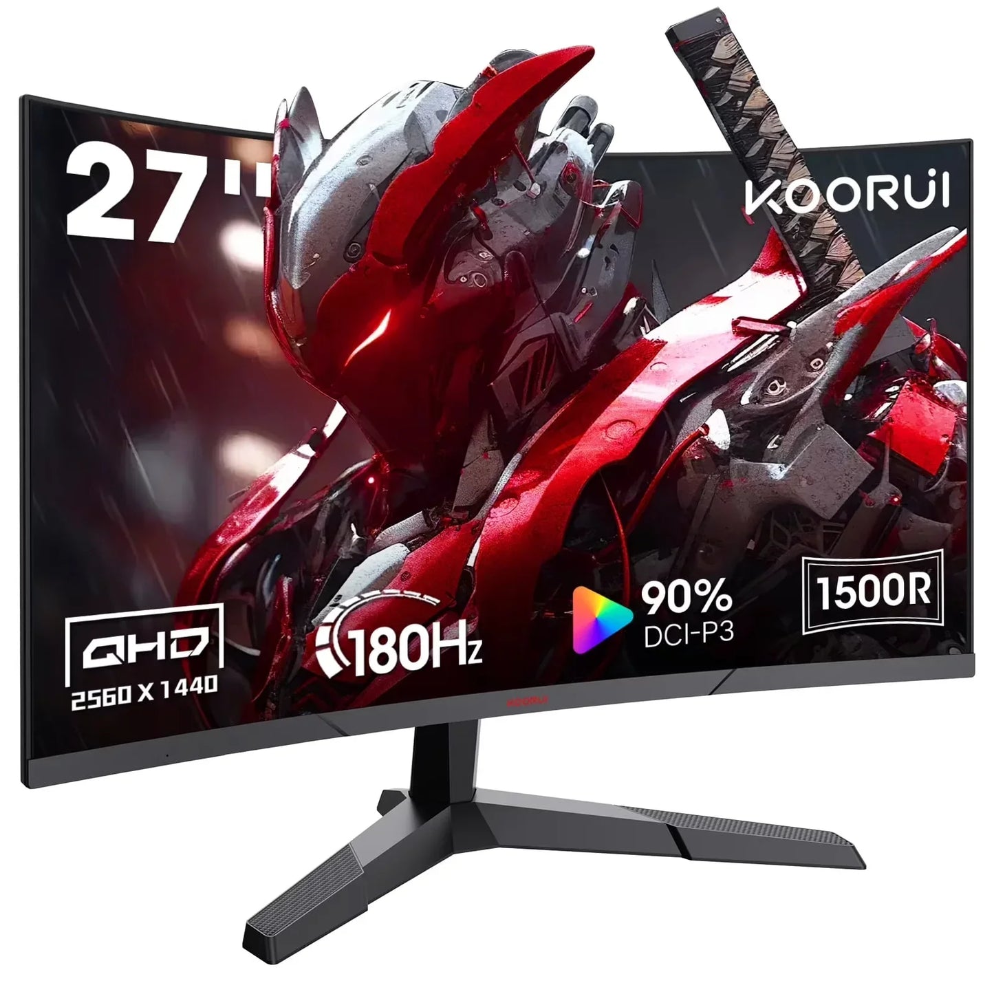 27 Inch Curved Gaming Monitor, 180Hz FHD Computer Monitors, 100% Srgb, Adaptive-Sync, 27E6CA