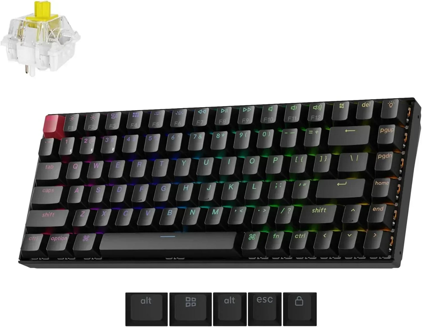 K2 75% Layout RGB Bluetooth Wireless Mechanical Keyboard with Super Brown Switch/Anti Ghosting/N-Key Rollover, Compact 84 Keys USB Wired Gaming Keyboard for Mac Windows-Version 2