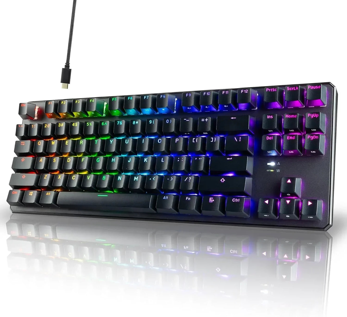 RGB backlit mechanical gaming keyboard with USB-C cable, modern design from Byte Style