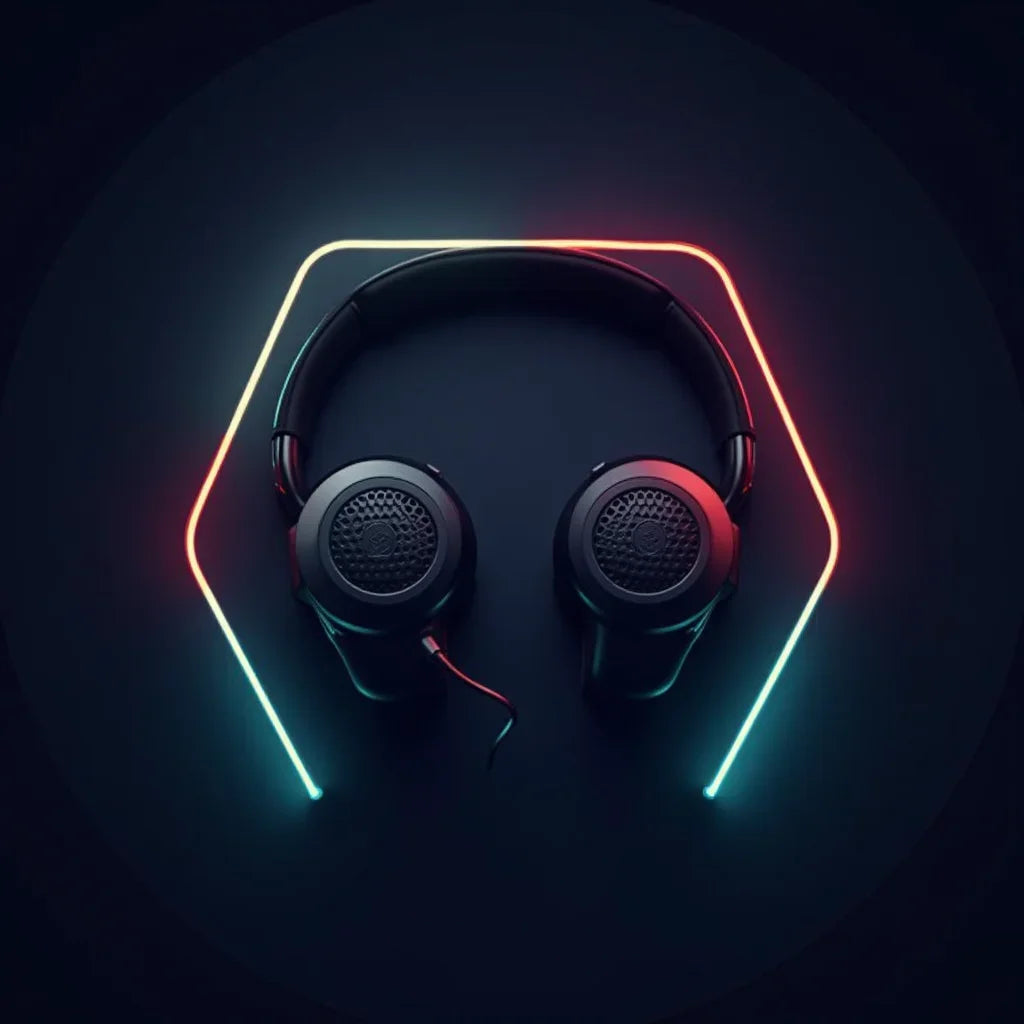 Black gaming headset with RGB neon lighting, modern design, Byte Style gaming gear