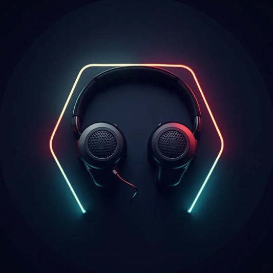 Black gaming headset with RGB neon lighting, modern design, Byte Style gaming gear