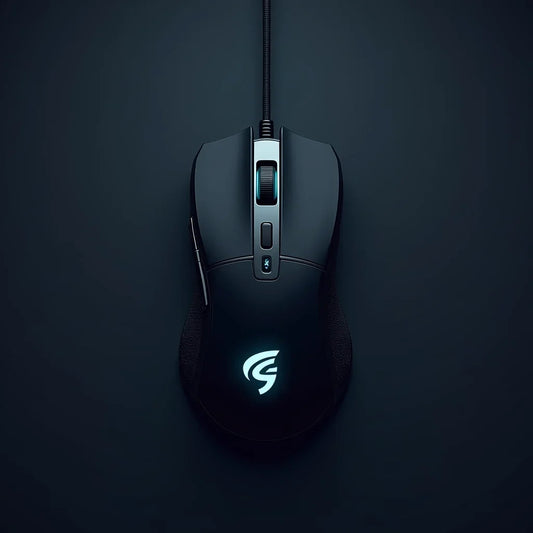 RGB gaming mouse with illuminated logo on dark background, Byte Style gaming gear