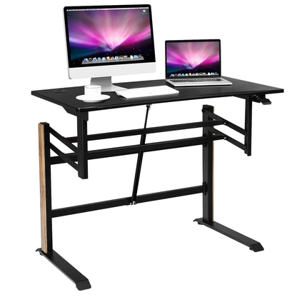 Pneumatic Height Adjustable Standing Desk Sit to Stand Computer Desk Workstaion