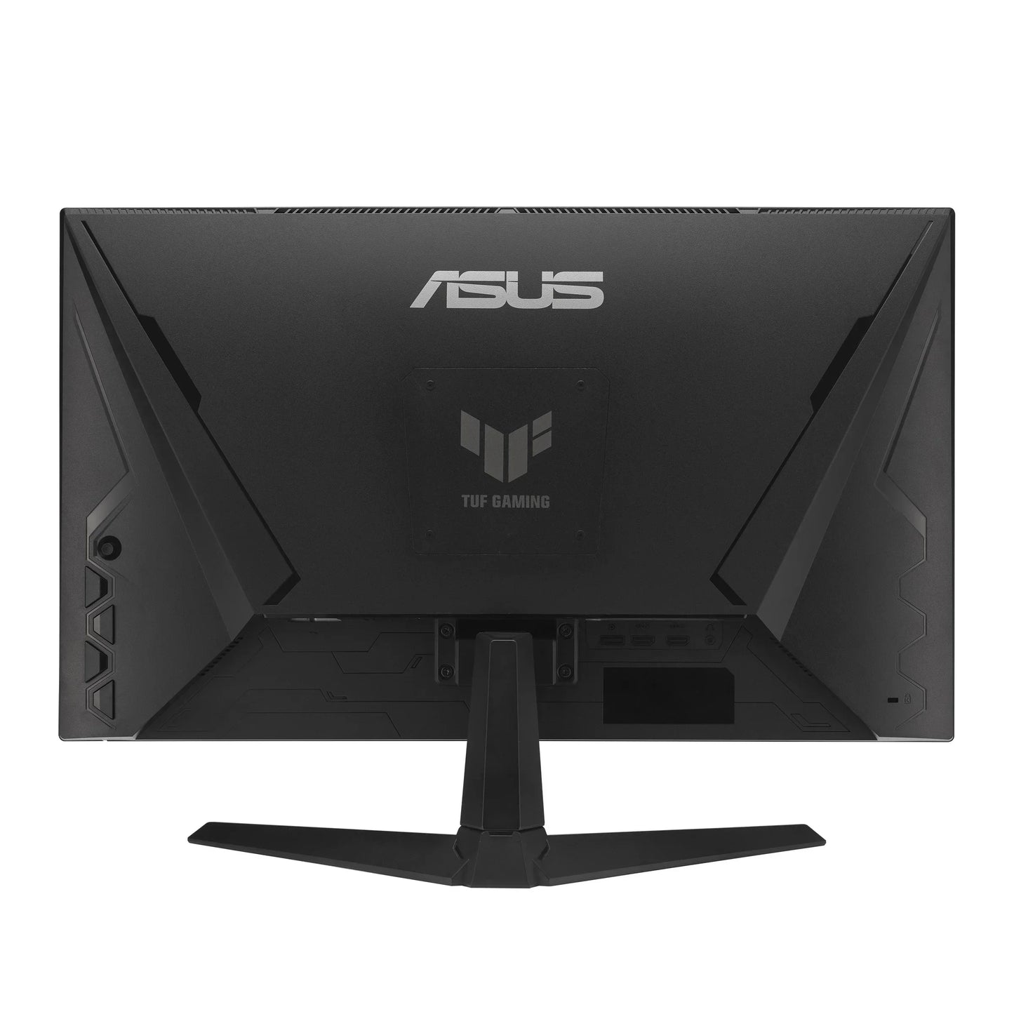 Back view of ASUS TUF Gaming monitor with black matte finish and angular design
