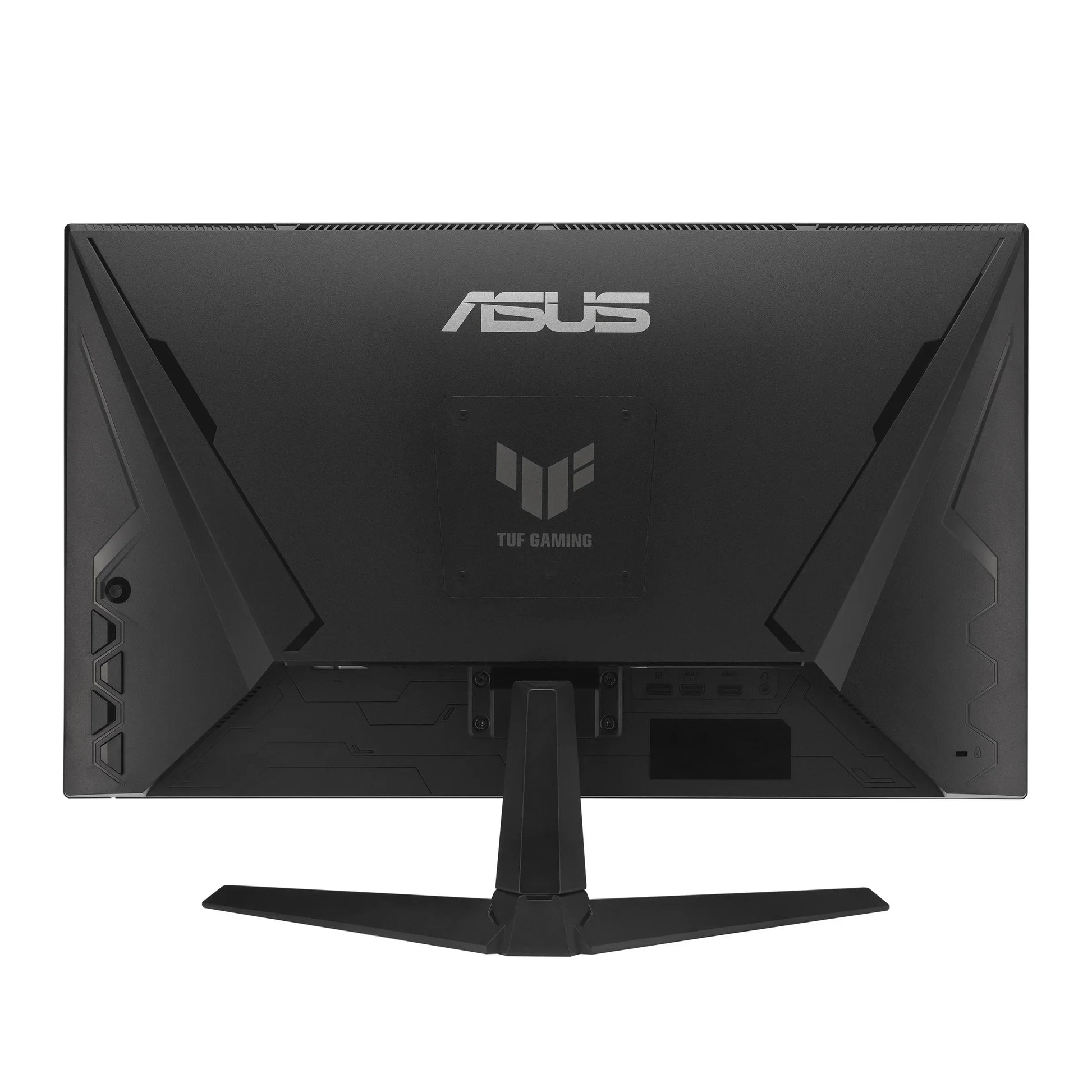 Back view of ASUS TUF Gaming monitor with black matte finish and angular design