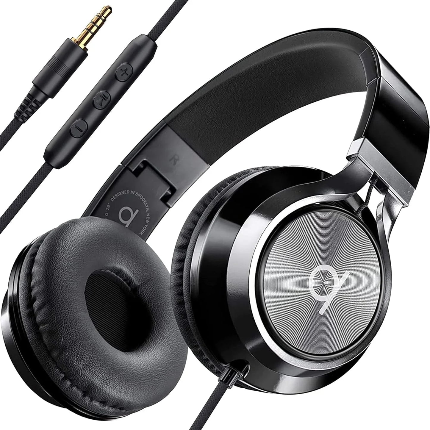 CL750 Wired Headphones with Microphone, On-Ear Head Phones with Mic, Turquoise