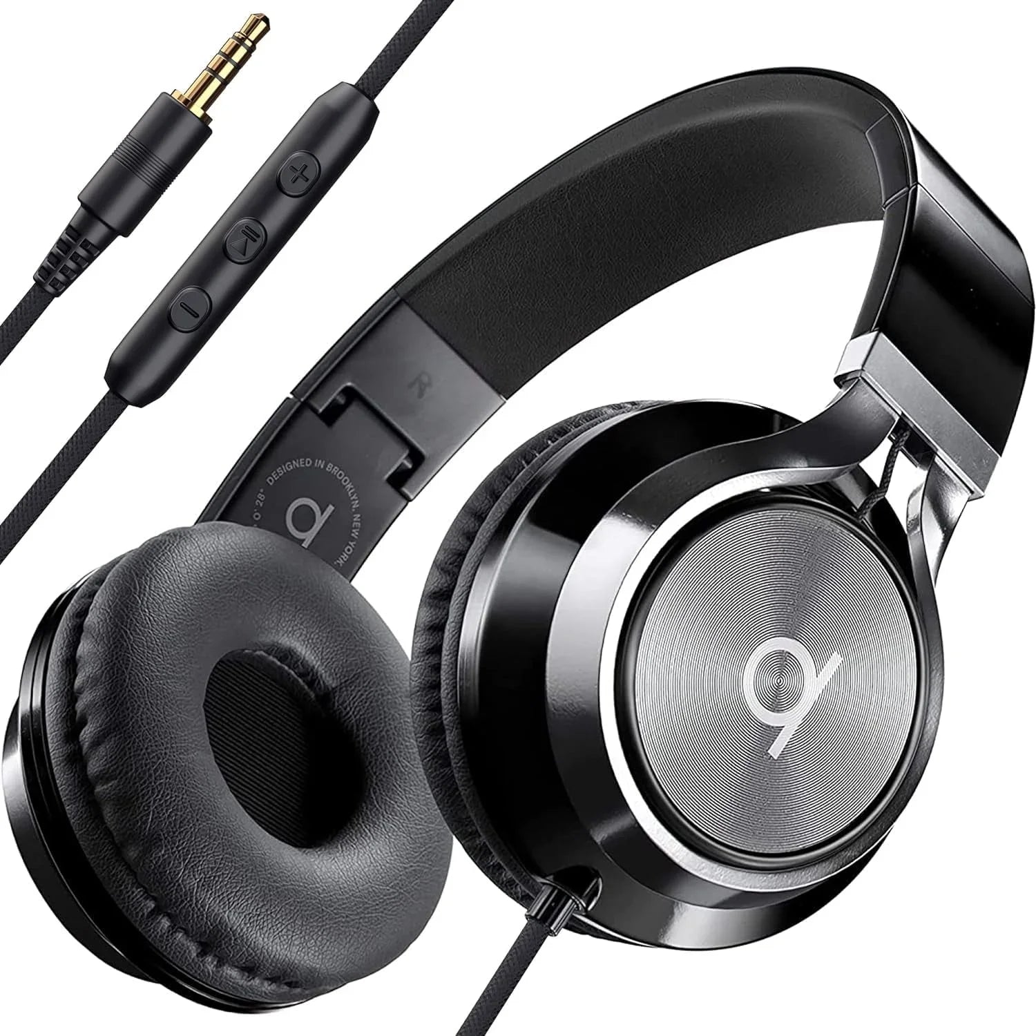 CL750 Wired Headphones with Microphone, On-Ear Head Phones with Mic, Turquoise