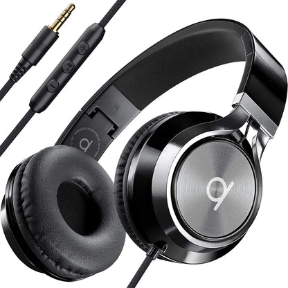CL750 Wired Headphones with Microphone, On-Ear Head Phones with Mic, Turquoise