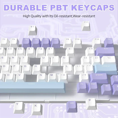 AK820 Mechanical Keyboard with CNC Knob Control,82Keys Gasket Mount Wired Gaming Keyboard,75% ANSI Layout,5 Sound Absorbing Foam,Hot-Swappable,White Backlit,For PC,MAC (White&Purple)
