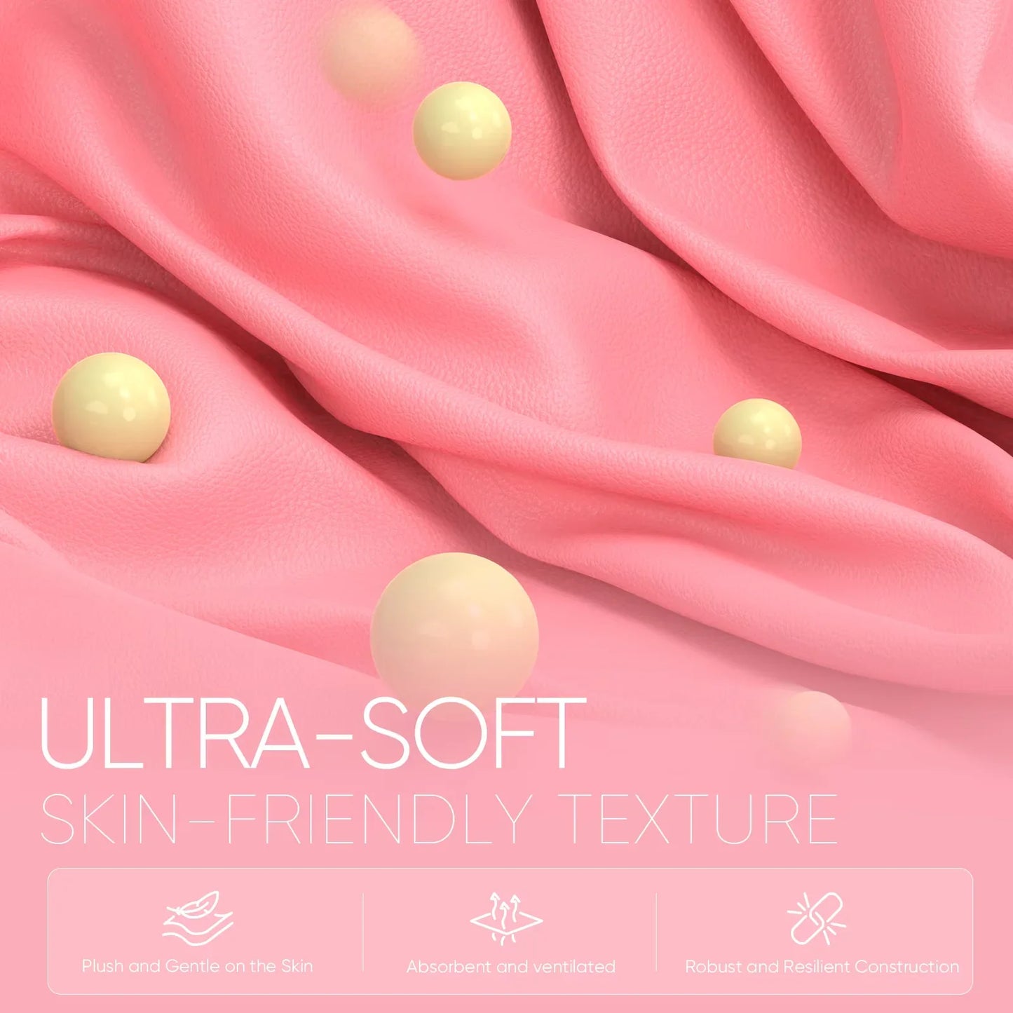 Ultra-soft pink fabric with skin-friendly texture, plush, absorbent, and resilient for gaming apparel comfort