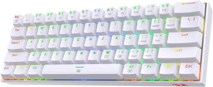 White RGB mechanical gaming keyboard with colorful backlighting, retro 8-bit Byte Style gear