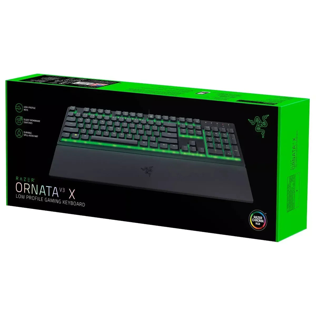 Razer Ornata V3 X low profile gaming keyboard box with RGB lighting, Byte Style gaming gear