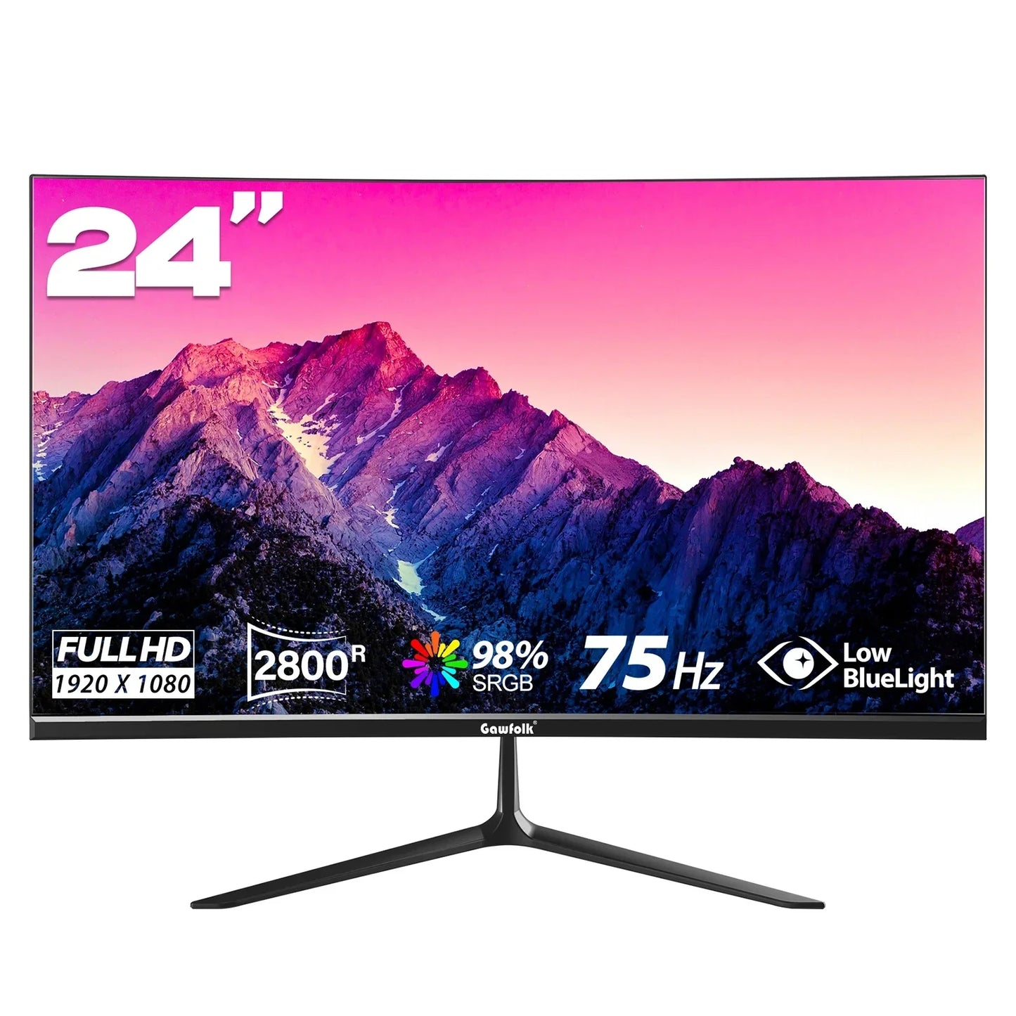 24-Inch Curved Gaming Monitor 120Hz Full HD 1080P Built-In Speakers Tilt Adjustable