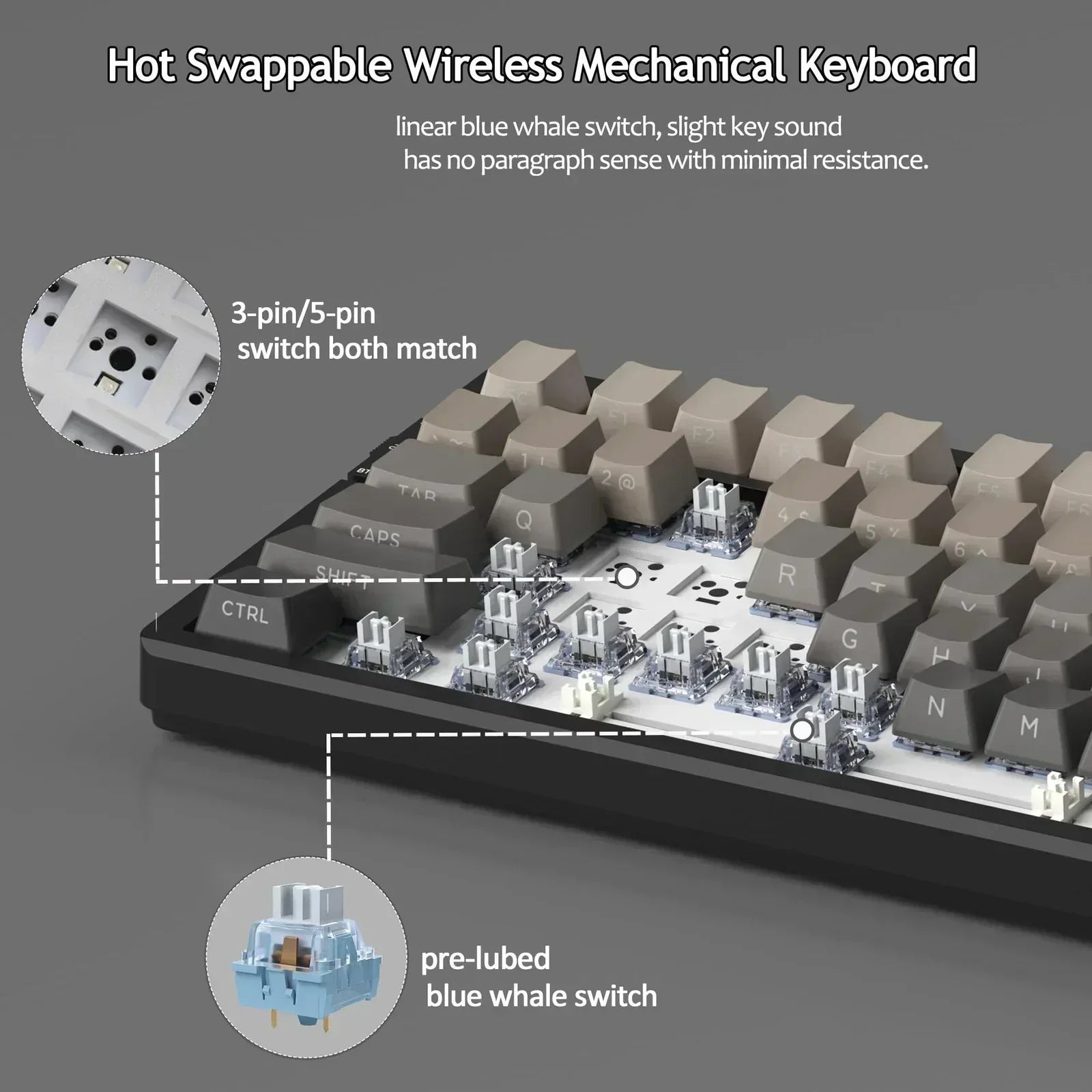 Magegee LIGHT100 Wireless Creamy Keyboard, Gasket Structure Hot Swappable, 2....