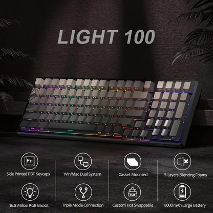 Magegee LIGHT100 Wireless Creamy Keyboard, Gasket Structure Hot Swappable, 2....