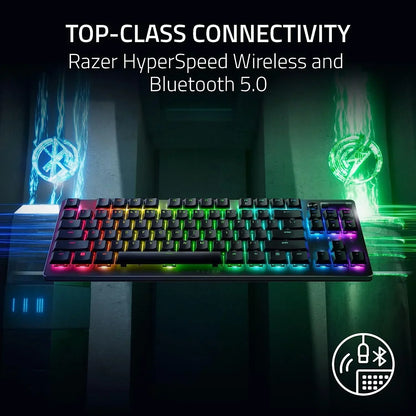 RGB mechanical gaming keyboard with Razer HyperSpeed Wireless, Bluetooth 5.0, and top-class connectivity