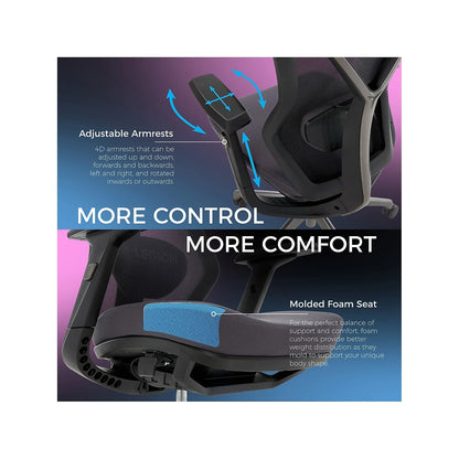 Ergonomic gaming chair with 4D adjustable armrests and molded foam seat for comfort and support