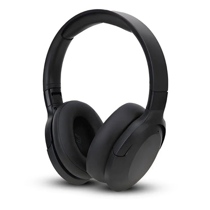 Sleek black over-ear gaming headset with cushioned ear cups and adjustable headband.