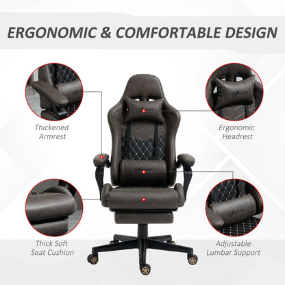 Ergonomic gaming chair with thickened armrest, ergonomic headrest, thick soft seat cushion, and adjustable lumbar support