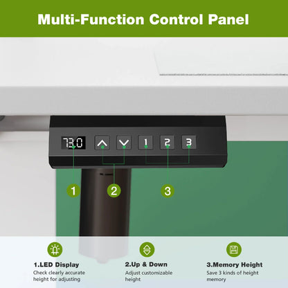 40X24 Inch Electric Standing Desk, Ergonomic Rising Modern Lift Motorized Gaming Desktop Workstation for Work Home Office, Height Adjustable, White