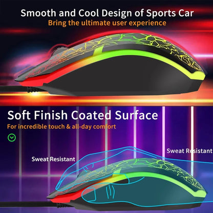 RGB Gaming Mouse, Wired USB Computer Mice, PC Gaming Mice, Ergonomic Optical Mice with 4 Adjustable DPI, RGB Backlit LED for Desktop, Laptop, Windows, Mac, Vista, Linux, Gamer, Black