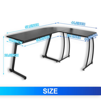 58" Computer Gaming Laptop Table L Shaped Desk Workstation Home Office Desk