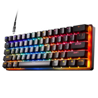RGB mechanical gaming keyboard with 8-bit retro style on white background, Byte Style
