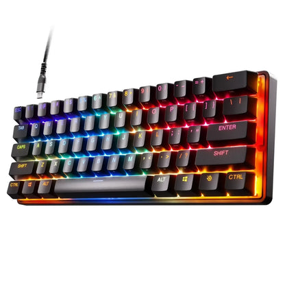 RGB mechanical gaming keyboard with 8-bit retro style on white background, Byte Style