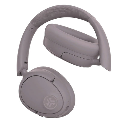 Matte gray over-ear wireless gaming headset with cushioned earcups and foldable design