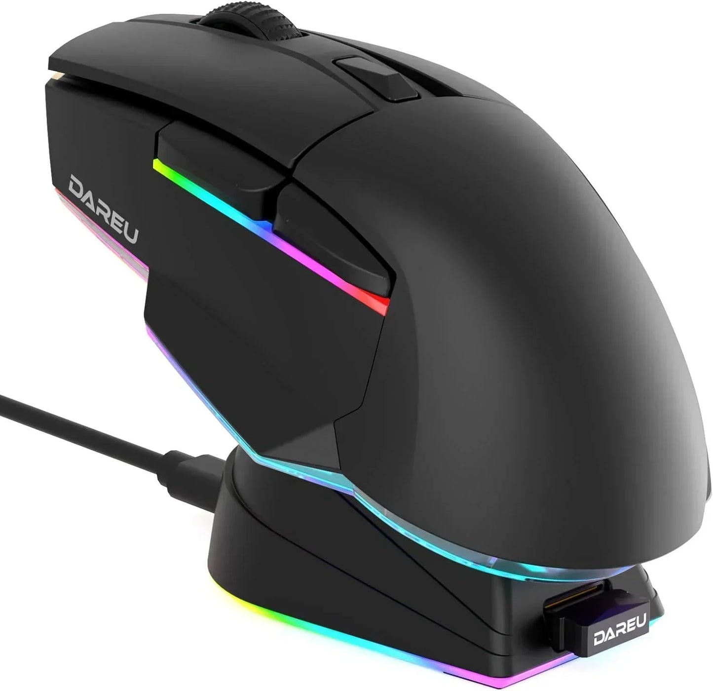 A955 Lightweight Wireless Gaming Mouse with RGB Charging Dock: Tri-Mode 2.4G/USB-C/BT Mouse up to 12K DPI Optical Sensor -KBS II Buttons Fully Programmable- 120 Hr Battery
