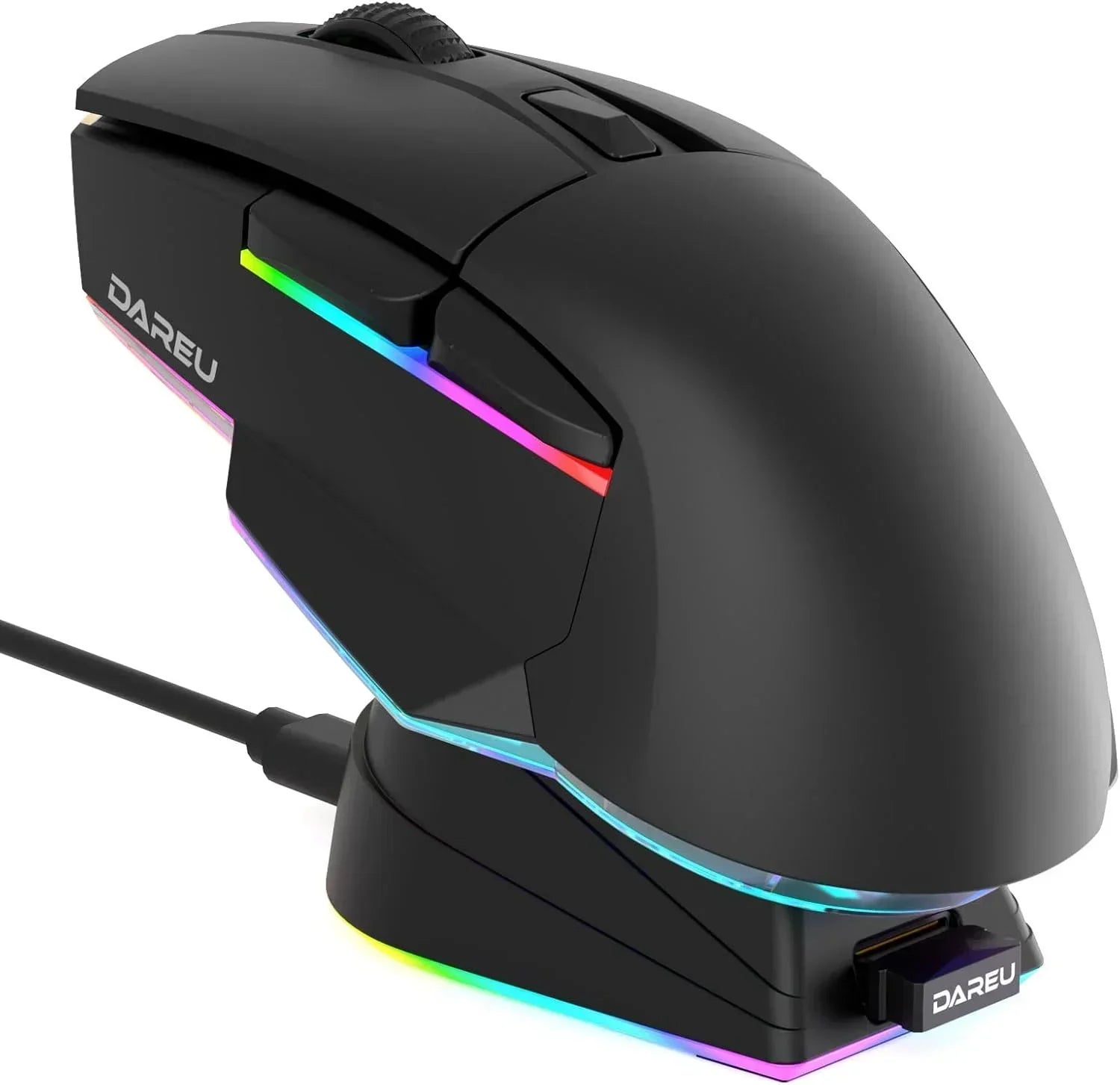 A955 Lightweight Wireless Gaming Mouse with RGB Charging Dock: Tri-Mode 2.4G/USB-C/BT Mouse up to 12K DPI Optical Sensor -KBS II Buttons Fully Programmable- 120 Hr Battery