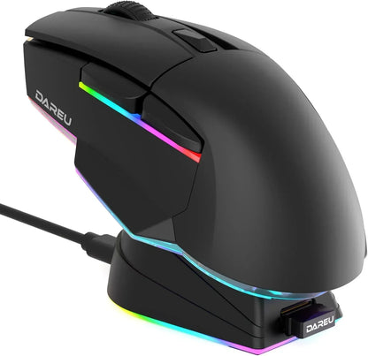 A955 Lightweight Wireless Gaming Mouse with RGB Charging Dock: Tri-Mode 2.4G/USB-C/BT Mouse up to 12K DPI Optical Sensor -KBS II Buttons Fully Programmable- 120 Hr Battery