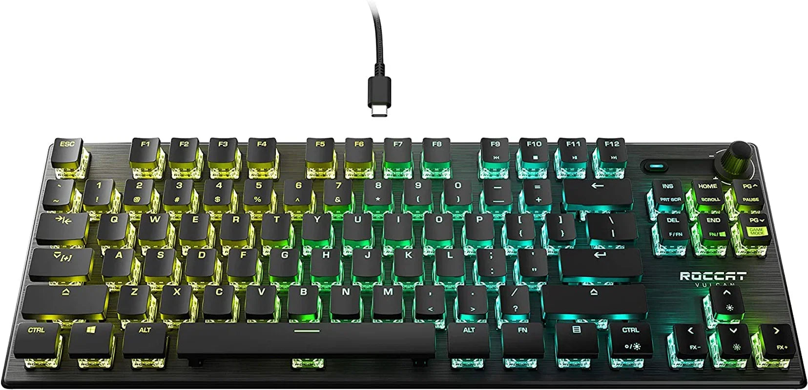 RGB backlit mechanical gaming keyboard with detachable USB-C cable, Roccat Vulcan design