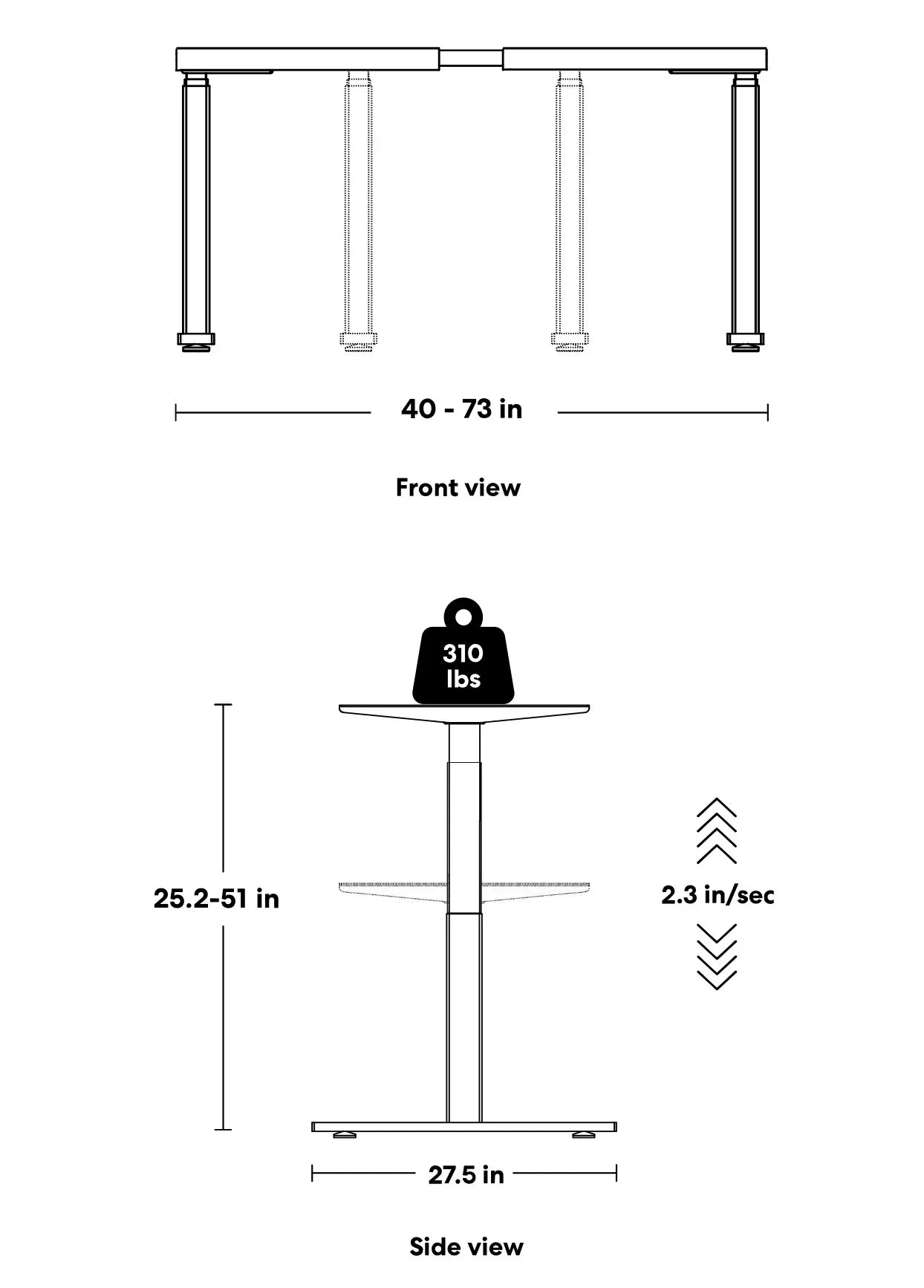 Desk 2 L-Shaped Standing Desk Triple Motor 77 X 64 White - Black