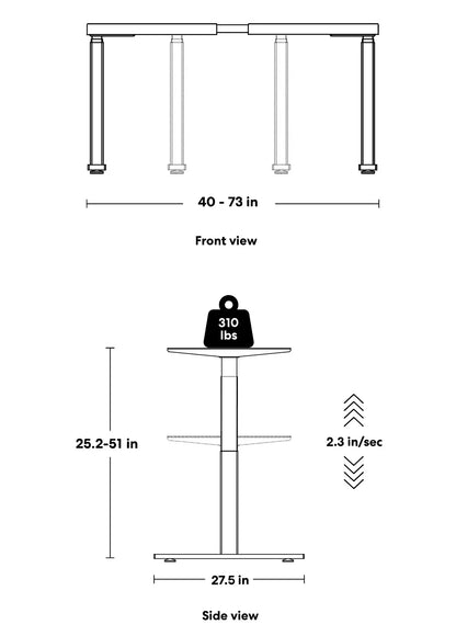 Desk 2 L-Shaped Standing Desk Triple Motor 77 X 64 White - Black