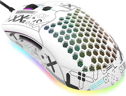 M5 Pro Ultralight Wired Gaming Mouse, Lightweight Honeycomb Shell, Pixart PAW3325, 6 Adjustable DPI 12000, 26 RGB Breathing Backlit Mice, 65G, USB Optical Model O Mice for Win11/Xbox/Ps/Mac