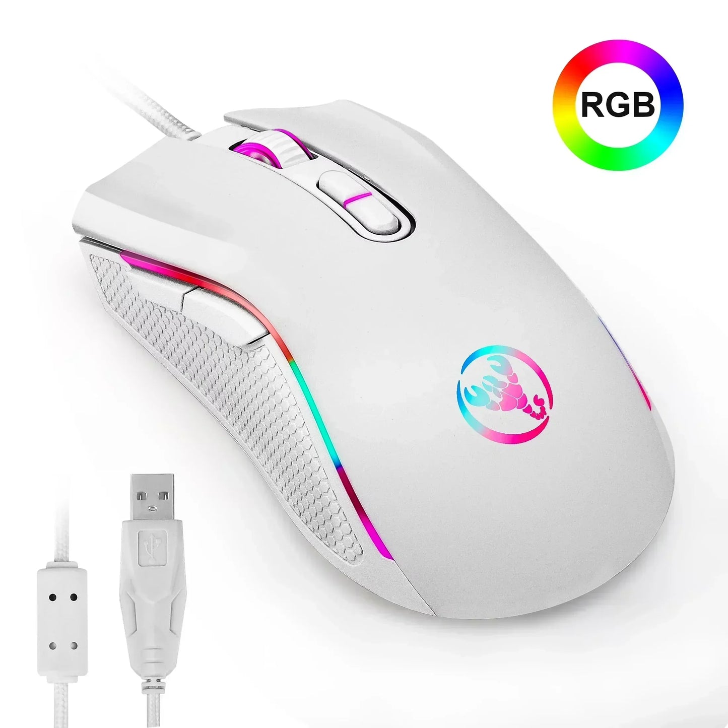 Wired Gaming Mouse, RGB Backlit Computer PC Gaming Mice, Ergonomic Mouse, USB Optical Mice with 7 Buttons, 4 Adjustable DPI up to 3200, Fit for Windows 7/8/10/XP, Vista, Linux, Mac OS, Pink/Black