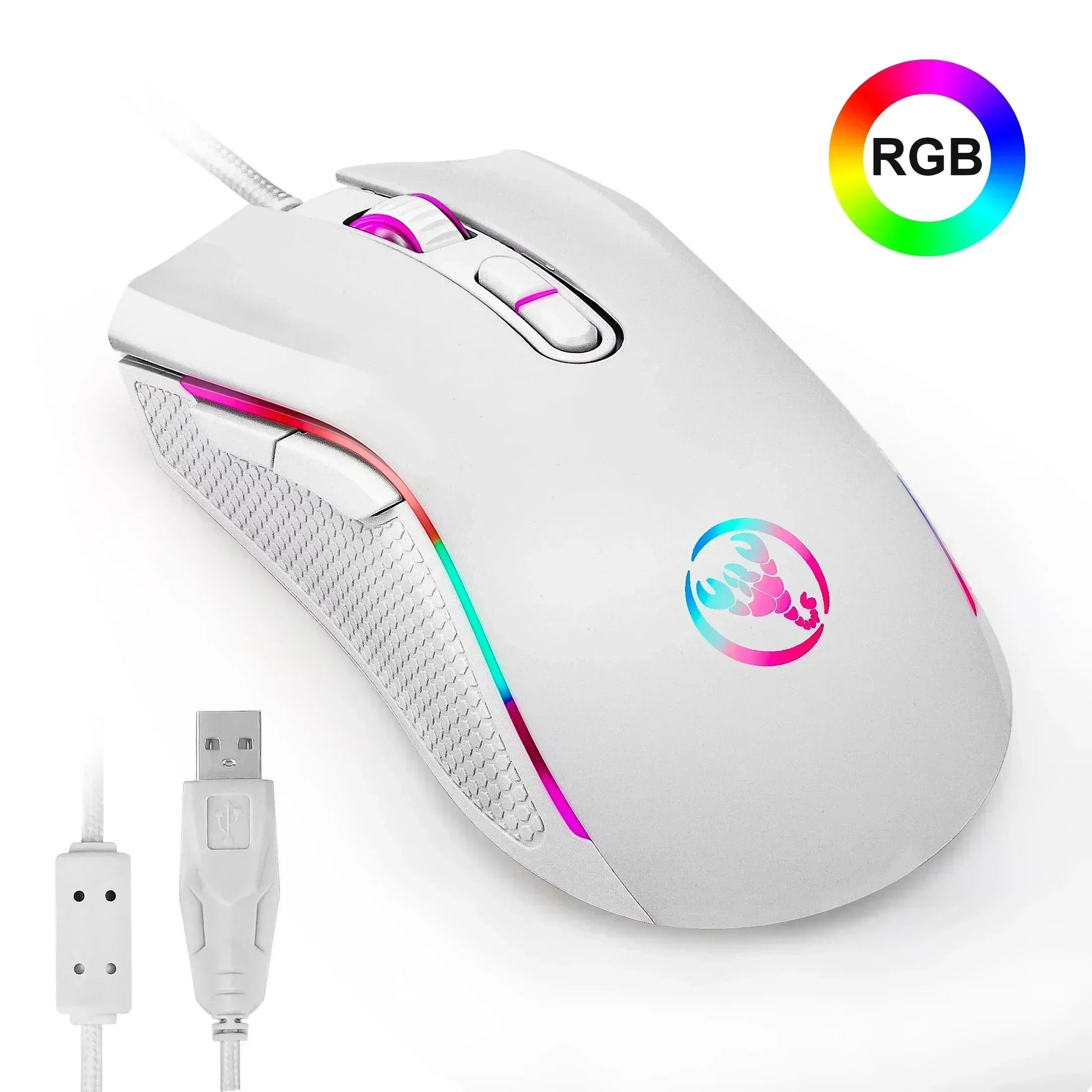 Wired Gaming Mouse, RGB Backlit Computer PC Gaming Mice, Ergonomic Mouse, USB Optical Mice with 7 Buttons, 4 Adjustable DPI up to 3200, Fit for Windows 7/8/10/XP, Vista, Linux, Mac OS, Pink/Black