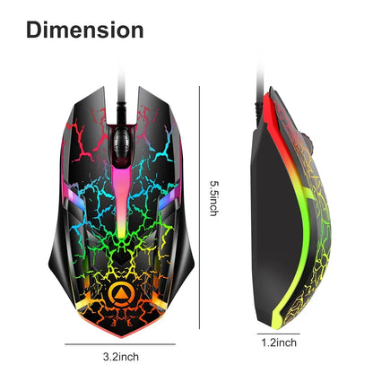 RGB Gaming Mouse, Wired USB Computer Mice, PC Gaming Mice, Ergonomic Optical Mice with 4 Adjustable DPI, RGB Backlit LED for Desktop, Laptop, Windows, Mac, Vista, Linux, Gamer, Black