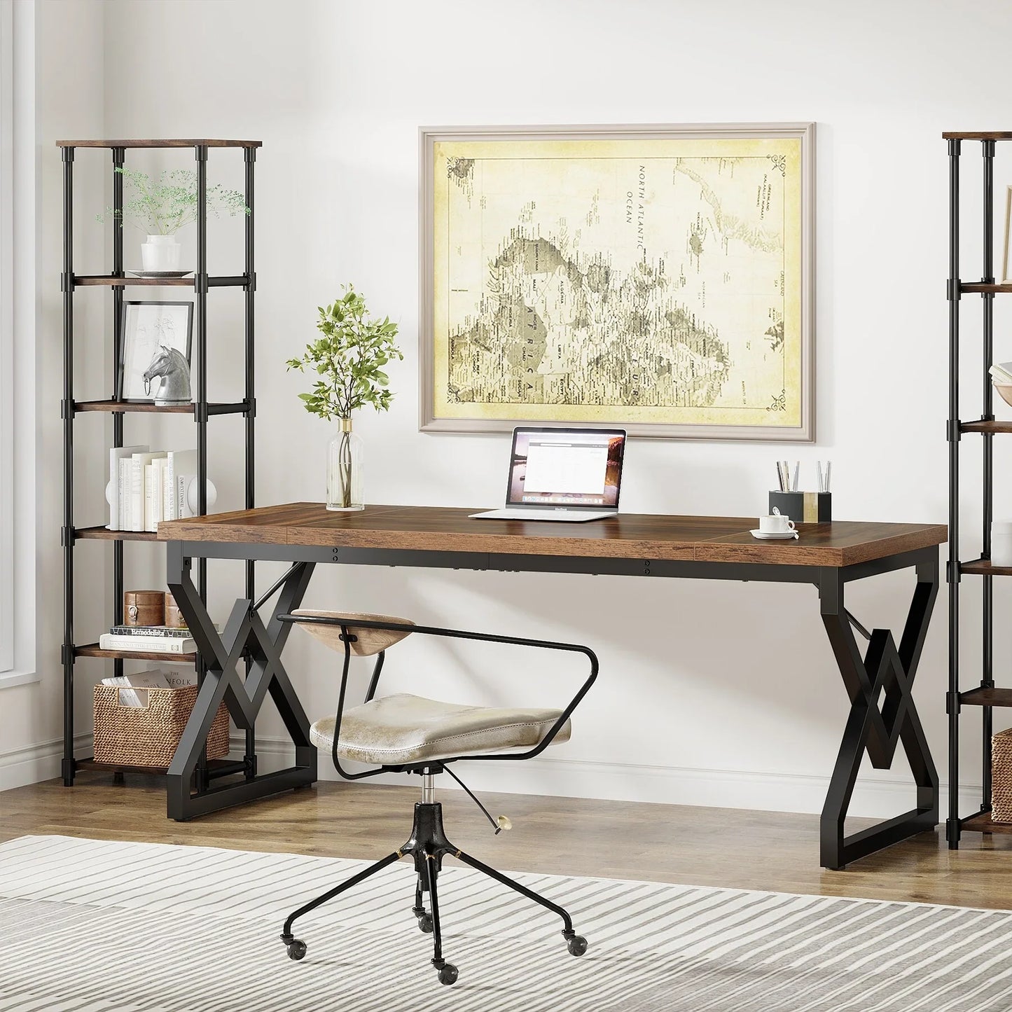 63-In Large Executive Desk, Home Office Computer Desk