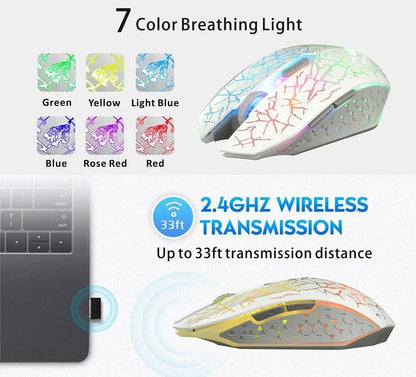 Wireless LED Gaming Mouse 2.4G Optical Rechargeable Silent Mice with USB Receiver Black