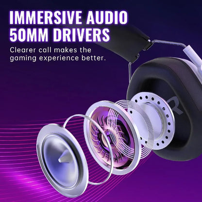 Gaming headset with immersive 50mm audio drivers and clearer call quality for enhanced experience