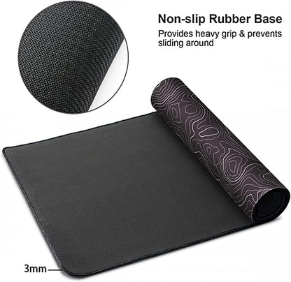 Black ergonomic gaming mouse pad with 3mm thickness and non-slip rubber base for stable grip