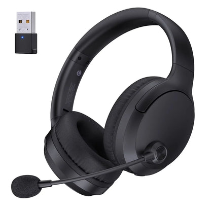 Wireless Headset with Mic AI Noise Cancelling for Work, Bluetooth V5.3 Headphones with Microphone for Computer Laptop PC Phone, Black