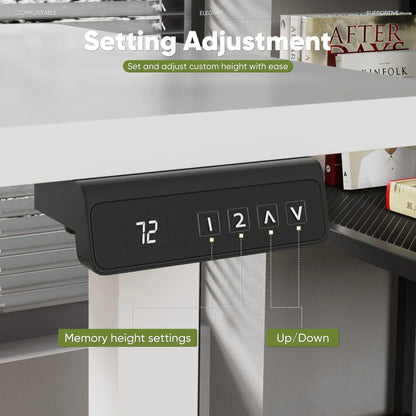 47" Wide Home Office Electric Height Adjustable Standing Desk Lifting Range 28~46" Computer Desk with Monitor Stand,White