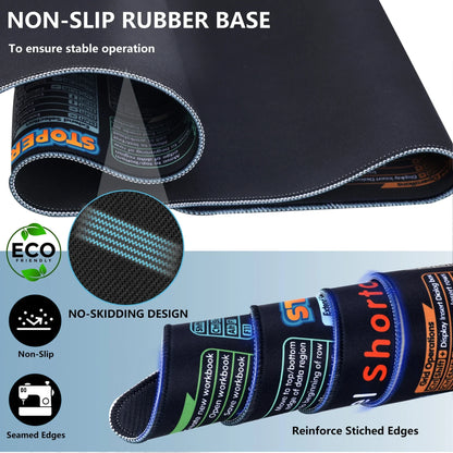 Close-up of non-slip gaming mouse pad with reinforced stitched edges and eco-friendly rubber base