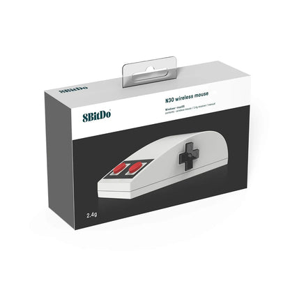 8BitDo N30 wireless mouse in retro 8-bit style game controller packaging