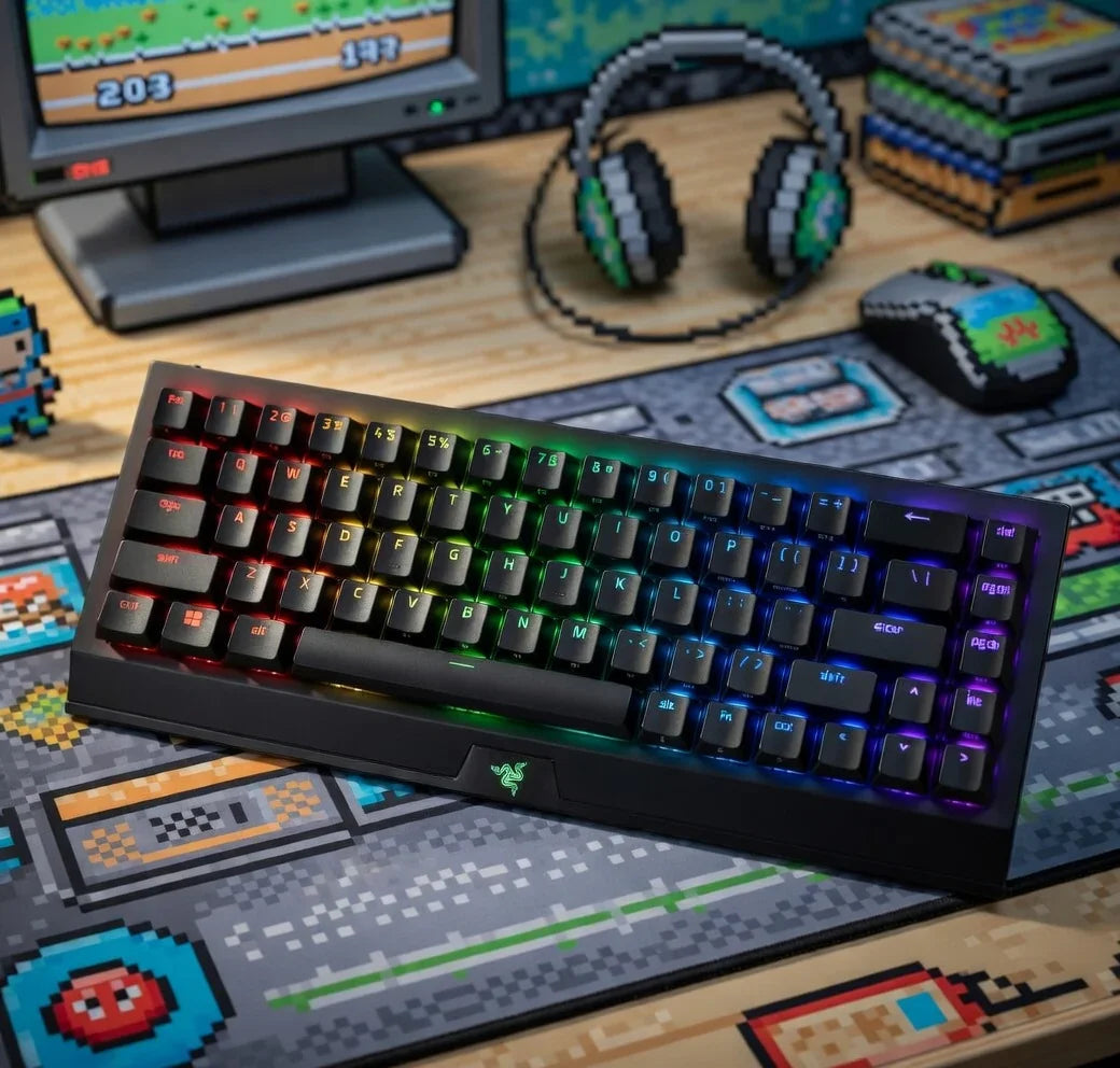 Razer BlackWidow V3 Mini HyperSpeed Wireless Mechanical Gaming Keyboard | 65% | Yellow Linear Silent Switches | Chroma RGB | Doubleshot ABS Keycaps | Up to 200Hr Battery | Snap Tap