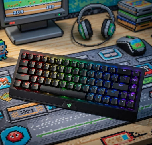 Razer BlackWidow V3 Mini HyperSpeed Wireless Mechanical Gaming Keyboard | 65% | Yellow Linear Silent Switches | Chroma RGB | Doubleshot ABS Keycaps | Up to 200Hr Battery | Snap Tap
