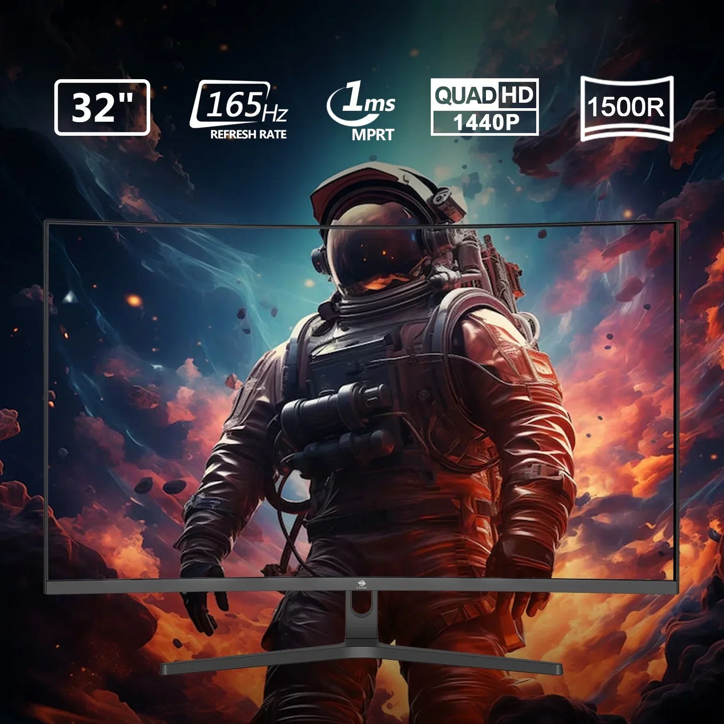 32-inch Quad HD 1440p gaming monitor with 165Hz refresh rate and 1ms MPRT, curved 1500R display